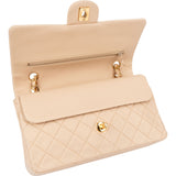 Chanel Quilted Lambskin 24K Gold Medium Double Flap Crossbody Bag