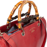 Gucci Red Leather Bamboo Handbag