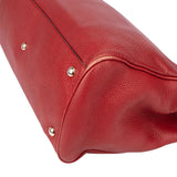 Gucci Red Leather Bamboo Handbag