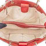 Gucci Red Leather Bamboo Handbag