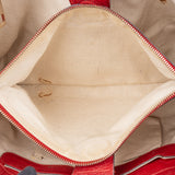 Gucci Red Leather Bamboo Handbag