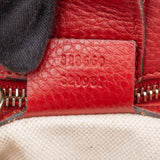 Gucci Red Leather Bamboo Handbag