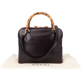 Gucci Purple Leather Bamboo Handbag