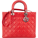 Christian Dior Rouge Quilted Leather Lady Dior Handbag