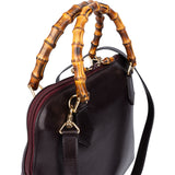 Gucci Purple Leather Bamboo Handbag