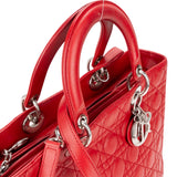 Christian Dior Rouge Quilted Leather Lady Dior Handbag