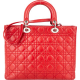 Christian Dior Rouge Quilted Leather Lady Dior Handbag