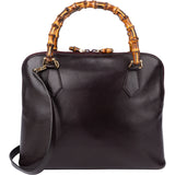 Gucci Purple Leather Bamboo Handbag