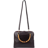 Gucci Purple Leather Bamboo Handbag