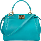 Fendi Blue Leather Peekaboo Handbag