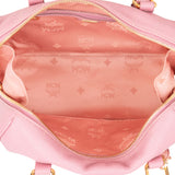 MCM Pebbled Leather Essential Studded Boston Handbag