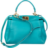 Fendi Blue Leather Peekaboo Handbag