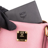MCM Pebbled Leather Essential Studded Boston Handbag