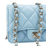 Chanel Quilted Caviar Leather CC Single Flap Mini Crossbody Bag