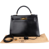 Hermès Black Boxcalf Kelly 32 Bandouliere Handbag