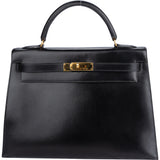 Hermès Black Boxcalf Kelly 32 Bandouliere Handbag