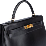 Hermès Black Boxcalf Kelly 32 Bandouliere Handbag