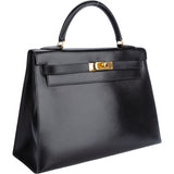 Hermès Black Boxcalf Kelly 32 Bandouliere Handbag