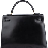 Hermès Black Boxcalf Kelly 32 Bandouliere Handbag