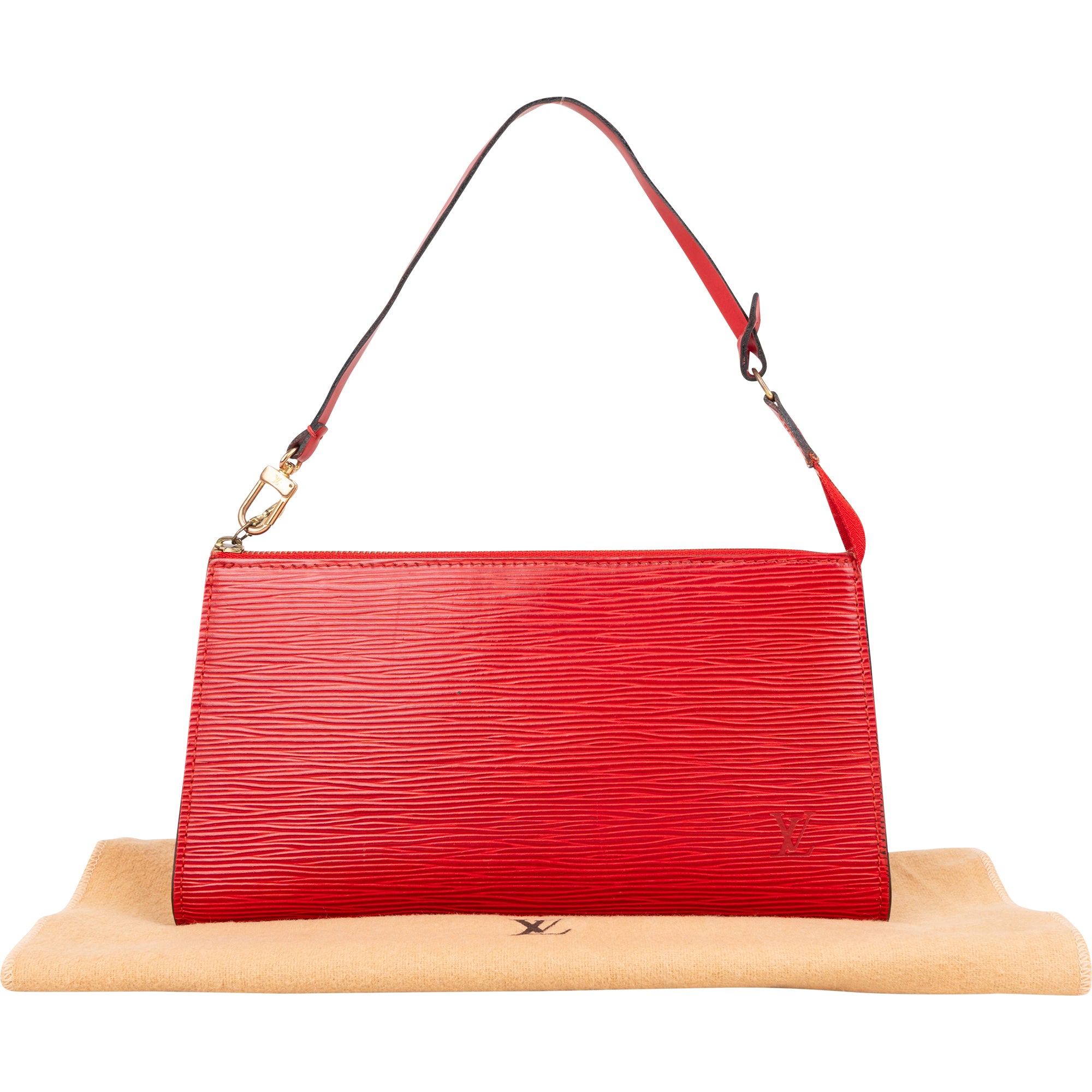 Louis Vuitton Rouge Epi Leather Pochette Accessoire Handbag - vintageandkickz