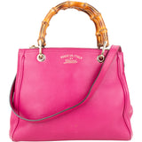 Gucci Pink Leather Bamboo Handbag