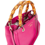 Gucci Pink Leather Bamboo Handbag