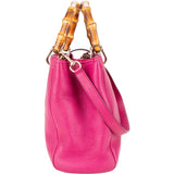 Gucci Pink Leather Bamboo Handbag
