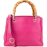 Gucci Pink Leather Bamboo Handbag