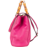 Gucci Pink Leather Bamboo Handbag