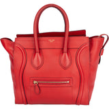 Celine Red Leather Luggage Handbag