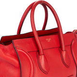 Celine Red Leather Luggage Handbag