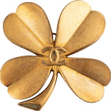 Chanel Golden CC Cloverleaf Brooch