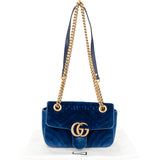 Gucci Blue Satin Marmont Stitch Crossbody Bag