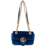 Gucci Blue Satin Marmont Stitch Crossbody Bag