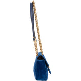 Gucci Blue Satin Marmont Stitch Crossbody Bag