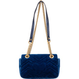 Gucci Blue Satin Marmont Stitch Crossbody Bag