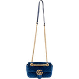 Gucci Blue Satin Marmont Stitch Crossbody Bag