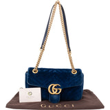 Gucci Blu Satin Marmont Stitch Crossbody Bag
