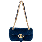 Gucci Blu Satin Marmont Stitch Crossbody Bag