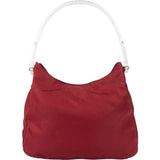 Prada Red Nylon Transparent Handle Hobo Bag