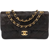 Chanel Quilted Lambskin 24K Gold Small Double Flap Crossbody Bag