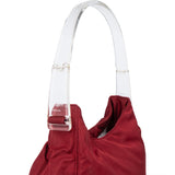 Prada Red Nylon Transparent Handle Hobo Bag