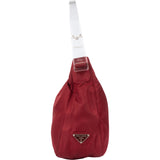 Prada Red Nylon Transparent Handle Hobo Bag