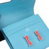 Hermès Blue Epsom Leather Constance Compact Wallet