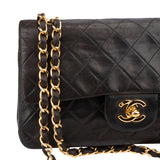 Chanel Quilted Lambskin 24K Gold Small Double Flap Crossbody Bag