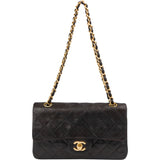 Chanel Quilted Lambskin 24K Gold Small Double Flap Crossbody Bag