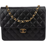 Chanel Quilted Lambskin 24K Gold Single Flap Shoulder Bag