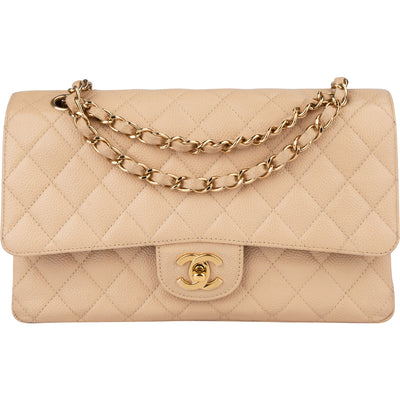 Chanel Quilted Caviar Leather Medium Double Flap Crossbody Bag