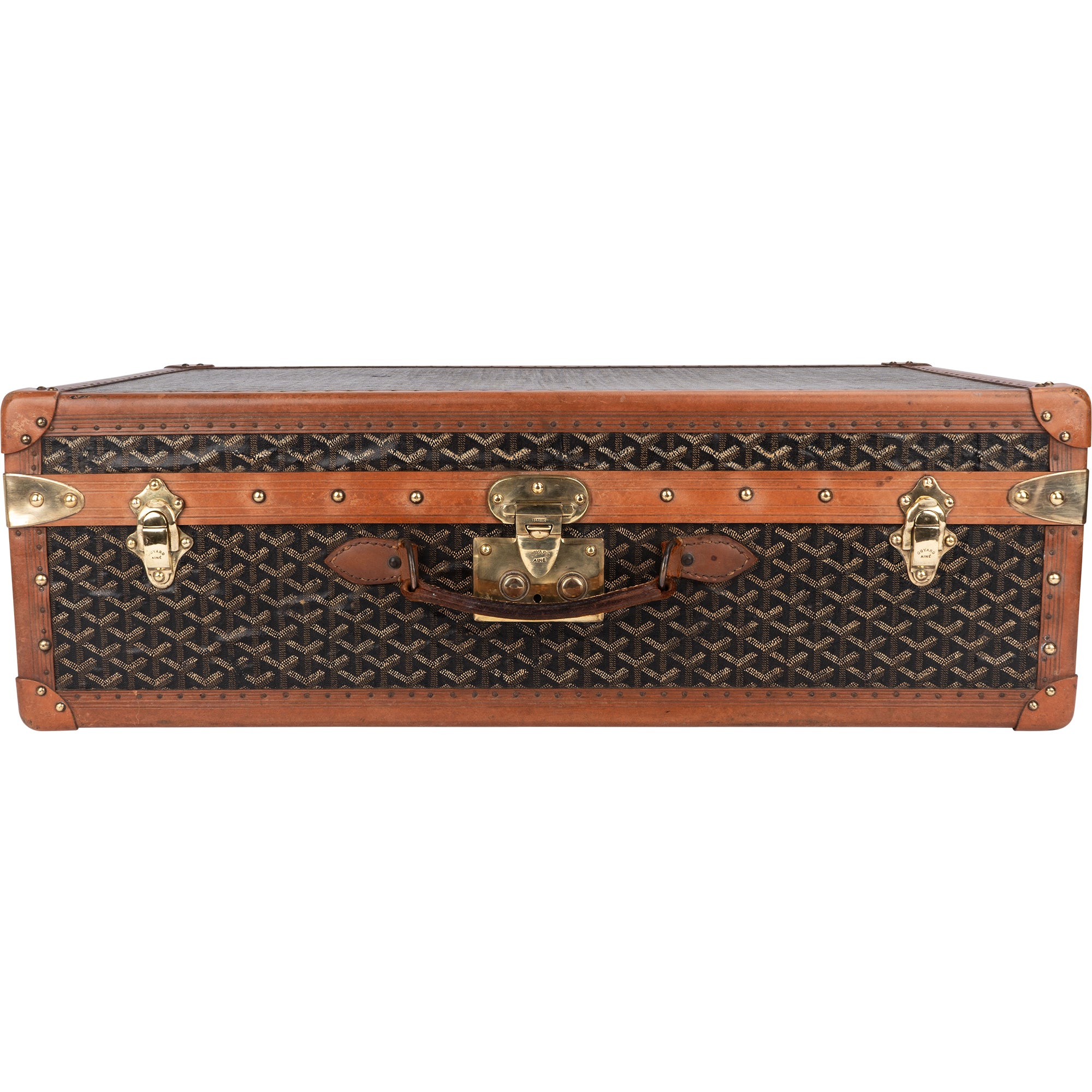 Goyard Goyardine Monogram 1900s Suitcase Trunk Koffer Malle - vintageandkickz