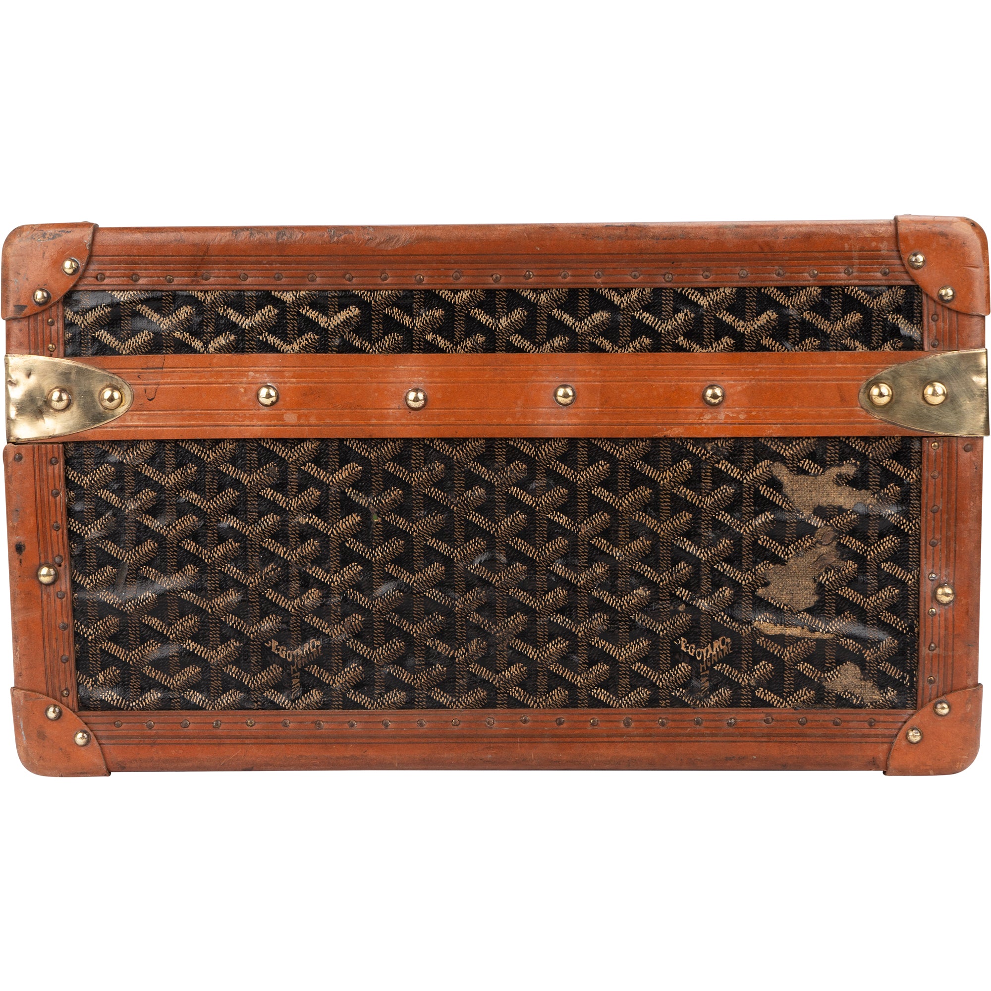 Goyard Goyardine Monogram 1900s Suitcase Trunk Koffer Malle - vintageandkickz